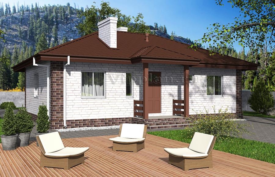 Одноэтажный жилой дом с террасой